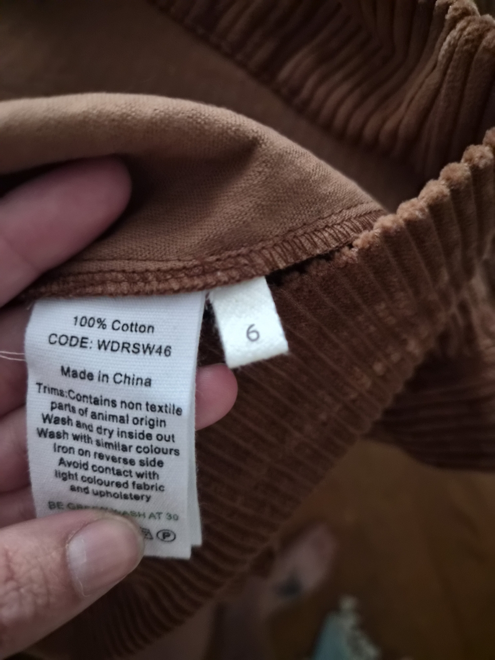 Brown Corduroy Button-Front Women’s Dress - Picture 3 of 3